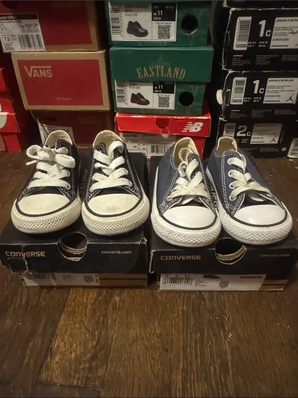 Converse Kids Low-Top Canvas Sneakers in Navy and Black